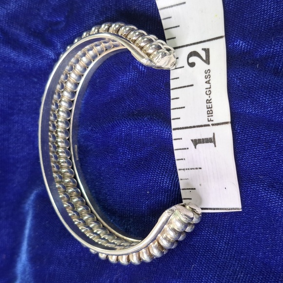 Sterling Silver Twisted Double Coil Cuff Bracelet Stamped Sterling - Picture 4 of 10